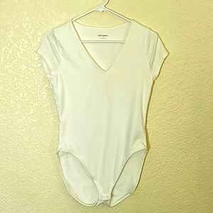 Old Navy white cotton body suit, M, EUC